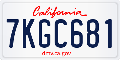 CA license plate 7KGC681