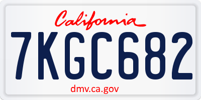 CA license plate 7KGC682