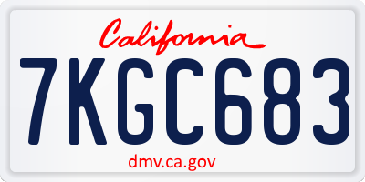 CA license plate 7KGC683