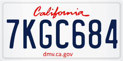 CA license plate 7KGC684