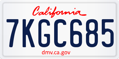 CA license plate 7KGC685