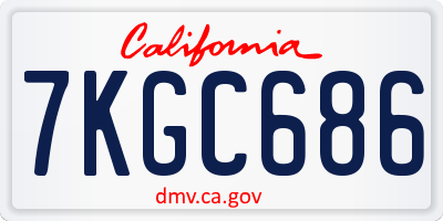 CA license plate 7KGC686