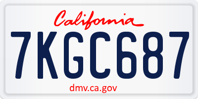 CA license plate 7KGC687