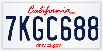 CA license plate 7KGC688
