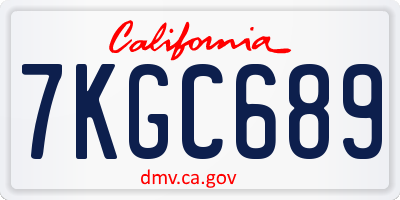 CA license plate 7KGC689