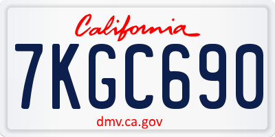 CA license plate 7KGC690