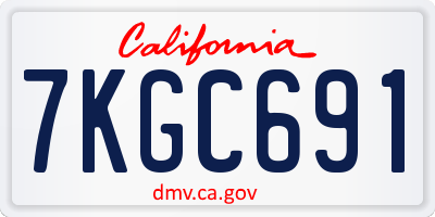 CA license plate 7KGC691