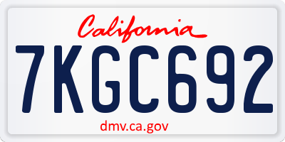 CA license plate 7KGC692