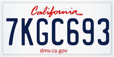 CA license plate 7KGC693