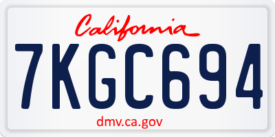 CA license plate 7KGC694