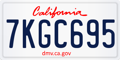 CA license plate 7KGC695