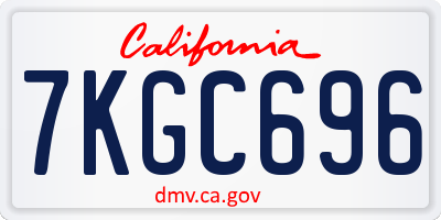 CA license plate 7KGC696