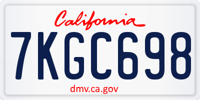CA license plate 7KGC698
