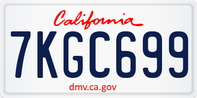 CA license plate 7KGC699