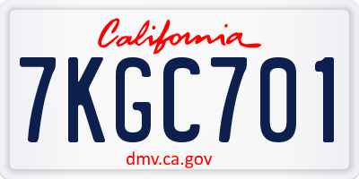 CA license plate 7KGC701