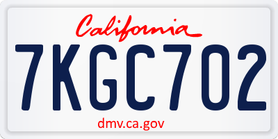 CA license plate 7KGC702
