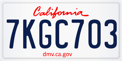 CA license plate 7KGC703