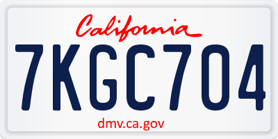 CA license plate 7KGC704