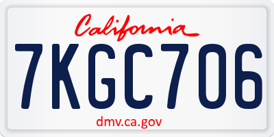CA license plate 7KGC706