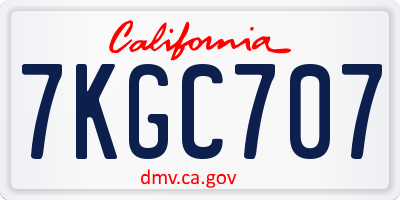 CA license plate 7KGC707