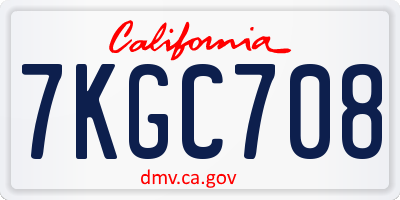 CA license plate 7KGC708
