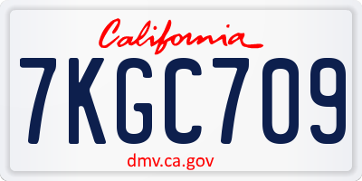 CA license plate 7KGC709