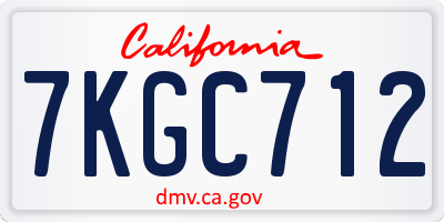 CA license plate 7KGC712