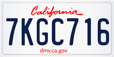 CA license plate 7KGC716