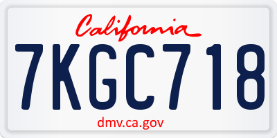 CA license plate 7KGC718