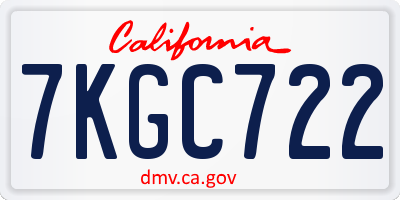 CA license plate 7KGC722