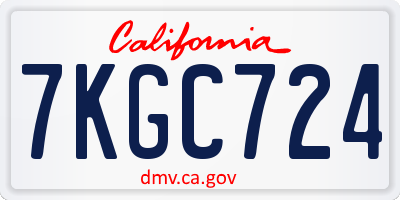 CA license plate 7KGC724