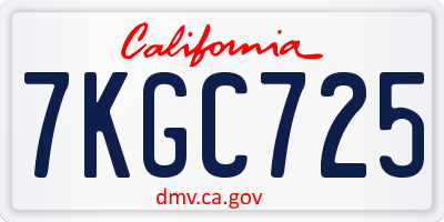 CA license plate 7KGC725