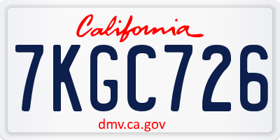CA license plate 7KGC726