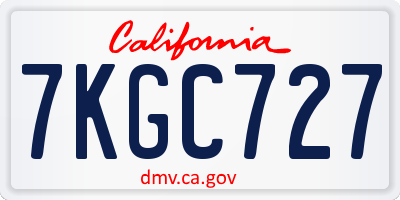 CA license plate 7KGC727