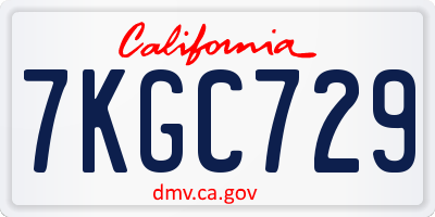 CA license plate 7KGC729