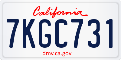CA license plate 7KGC731