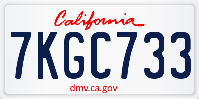 CA license plate 7KGC733