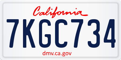 CA license plate 7KGC734
