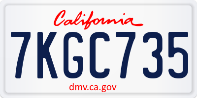 CA license plate 7KGC735