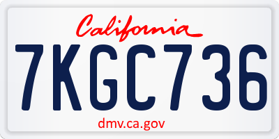 CA license plate 7KGC736
