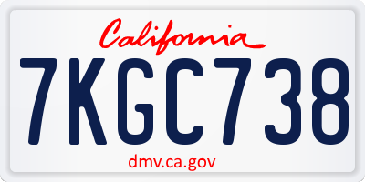 CA license plate 7KGC738