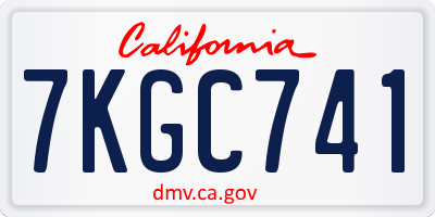 CA license plate 7KGC741