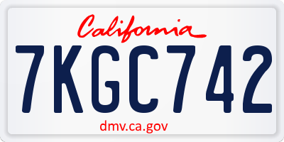 CA license plate 7KGC742
