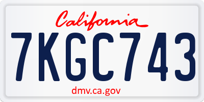 CA license plate 7KGC743