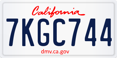 CA license plate 7KGC744