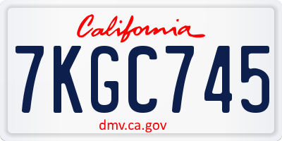 CA license plate 7KGC745