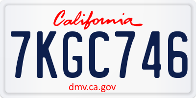 CA license plate 7KGC746