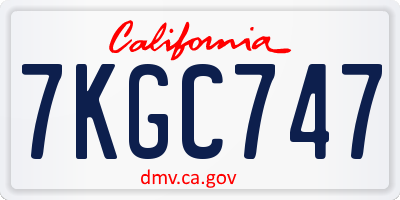 CA license plate 7KGC747