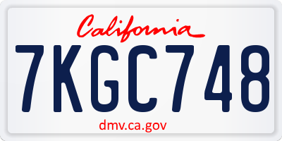 CA license plate 7KGC748