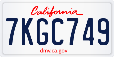 CA license plate 7KGC749